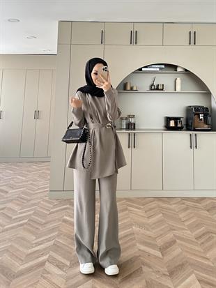 Broş Kemer Detaylı Modal Takım Lacivert (4401) 