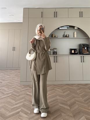 Broş Kemer Detaylı Modal Takım Haki (4401)