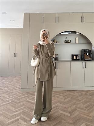 Broş Kemer Detaylı Modal Takım Haki (4401)