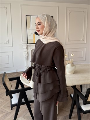 Cadea Fırfırlı Pantolon Takım Haki (205)