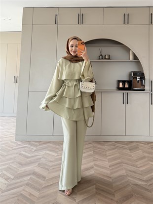 Cadea Fırfırlı Pantolon Takım Çağla (205)