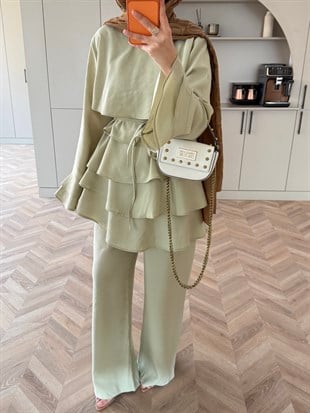 Cadea Fırfırlı Pantolon Takım Çağla (205)