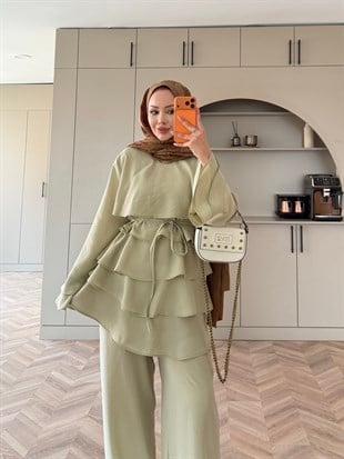 Cadea Fırfırlı Pantolon Takım Çağla (205)