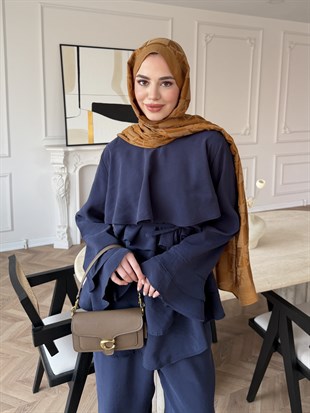 Cadea Fırfırlı Pantolon Takım Lacivert (205)