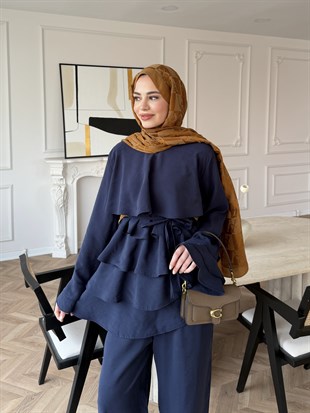 Cadea Fırfırlı Pantolon Takım Lacivert (205)