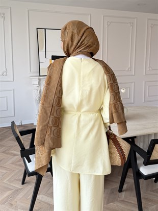 Cadea Fırfırlı Pantolon Takım Sarı (205)