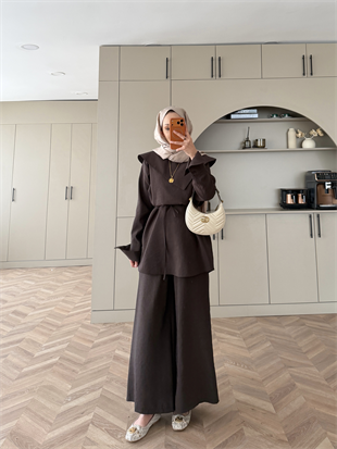 Calm Asimetrik Yaka Cupra Takım Acı Kahve (488)