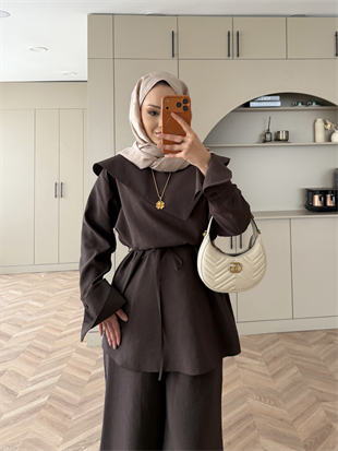 Calm Asimetrik Yaka Cupra Takım Acı Kahve (488)