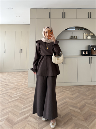 Calm Asimetrik Yaka Cupra Takım Acı Kahve (488)