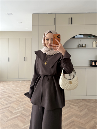 Calm Asimetrik Yaka Cupra Takım Acı Kahve (488)