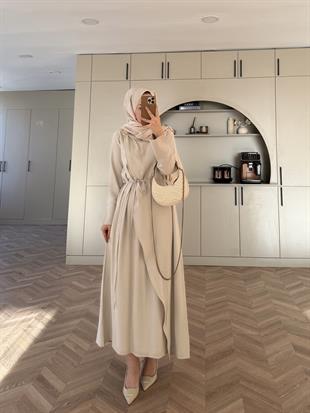 Candy Broş Detaylı Elbise Bej (3345)