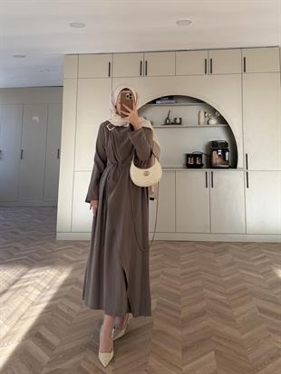 Candy Broş Detaylı Elbise Vizon (3345)