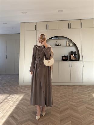 Candy Broş Detaylı Elbise Vizon (3345)