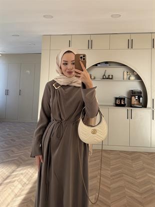 Candy Broş Detaylı Elbise Vizon (3345)