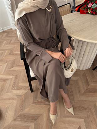 Candy Broş Detaylı Elbise Vizon (3345)