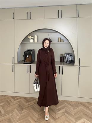 Candy Broşlu Elbise Acı Kahve