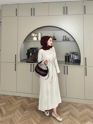 Candy Broşlu Elbise Bej