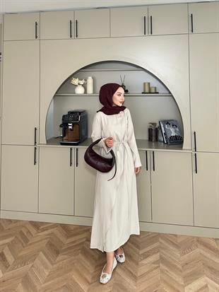 Candy Broşlu Elbise Bej