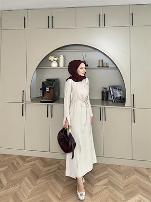 Candy Broşlu Elbise Bej