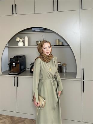 Candy Broşlu Elbise Haki