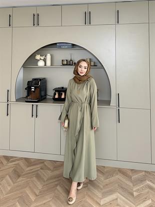Candy Broşlu Elbise Haki