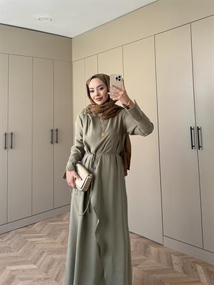 Candy Broşlu Elbise Haki