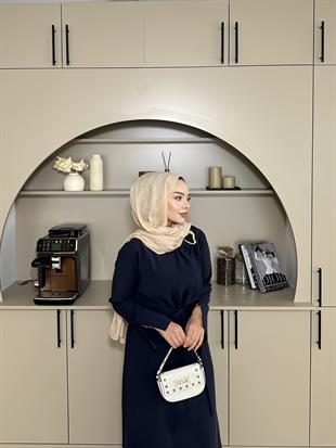 Candy Broşlu Elbise Lacivert