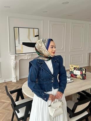 Çapraz Detaylı Kot Ceket Kot Mavi