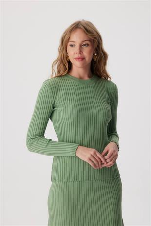 Cara Triko Etekli Takım Mint Yeşili