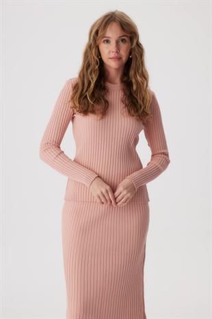 Cara Triko Etekli Takım Pembe