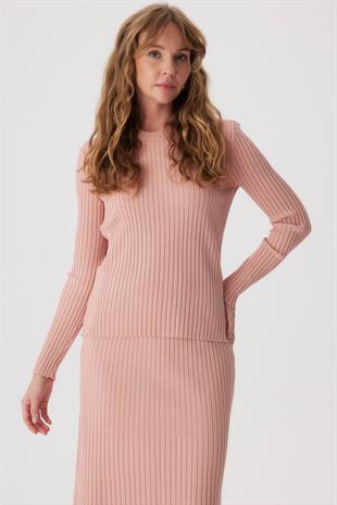 Cara Triko Etekli Takım Pembe