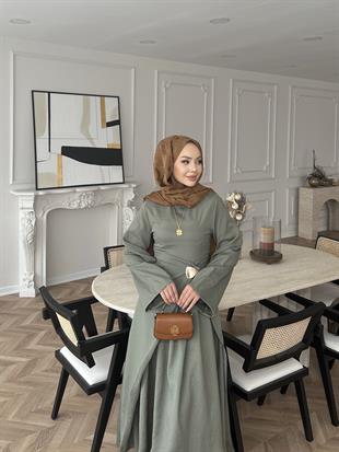 Carla Qupra Piliseli Elbise Haki