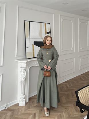 Carla Qupra Piliseli Elbise Haki