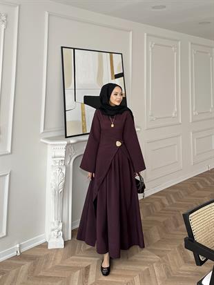 Carla Qupra Piliseli Elbise Mürdüm