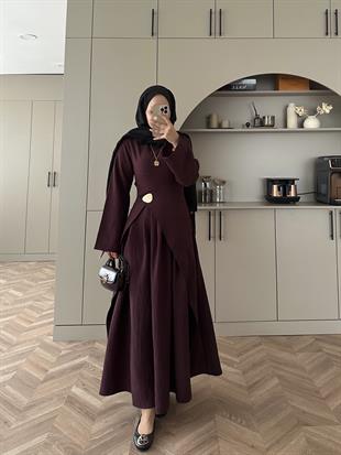 Carla Qupra Piliseli Elbise Mürdüm