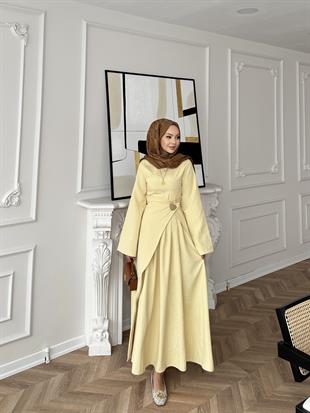 Carla Qupra Piliseli Elbiseli Sarı