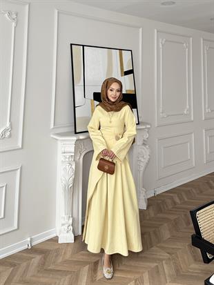 Carla Qupra Piliseli Elbiseli Sarı