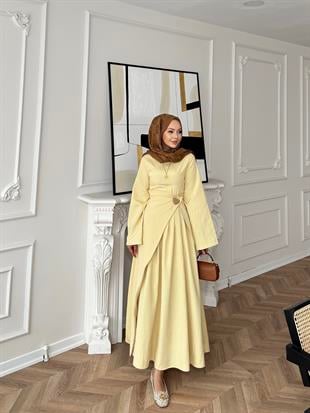 Carla Qupra Piliseli Elbiseli Sarı