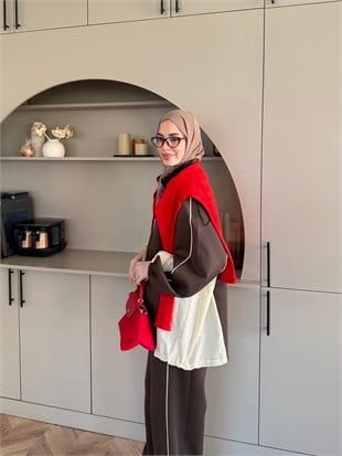 Carlot Fermuarlı Scuba Pantolonlu Takım Kahve (4581)