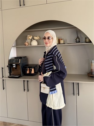 Carlot Fermuarlı Scuba Pantolonlu Takım Lacivert (4581)