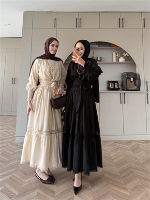 Caterina Güpürlü Etekli Takım Bej (5738)