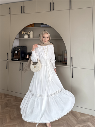 Caterina Güpürlü Etekli Takım Beyaz (5738)