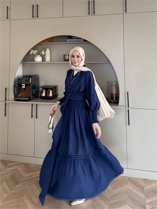 Caterina Güpürlü Etekli Takım Lacivert (5738)