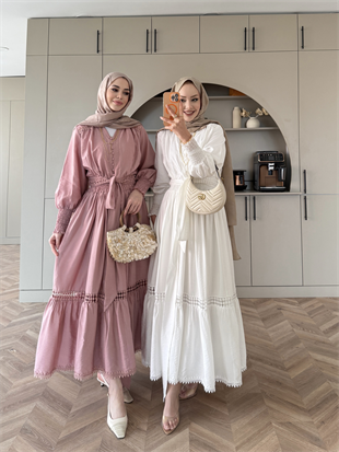 Caterina Güpürlü Etekli Takım Pembe (5738)