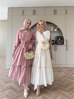 Caterina Güpürlü Etekli Takım Pembe (5738)