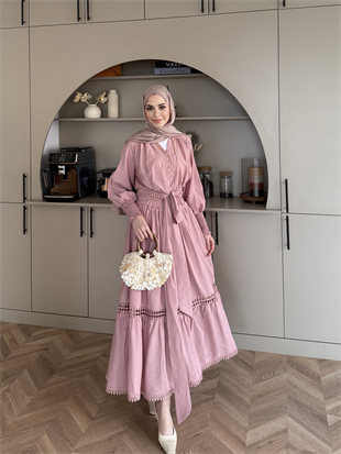 Caterina Güpürlü Etekli Takım Pembe (5738)