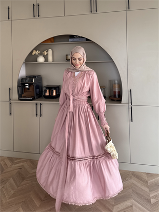 Caterina Güpürlü Etekli Takım Pembe (5738)