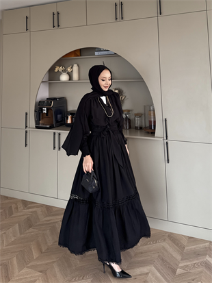 Caterina Güpürlü Etekli Takım Siyah (5738)