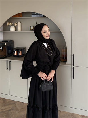 Caterina Güpürlü Etekli Takım Siyah (5738)