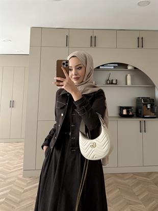 Ceketli Kot Elbise Takım Acı Kahve (4065)